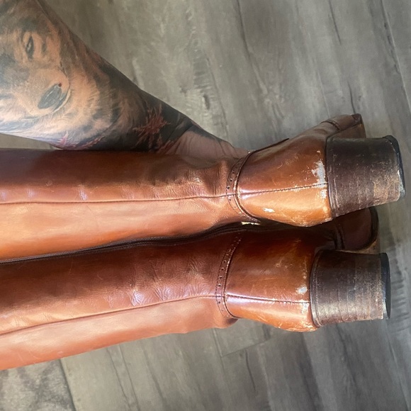 Vintage Brown Ferragamo Boots Sz 7 - Picture 9 of 15